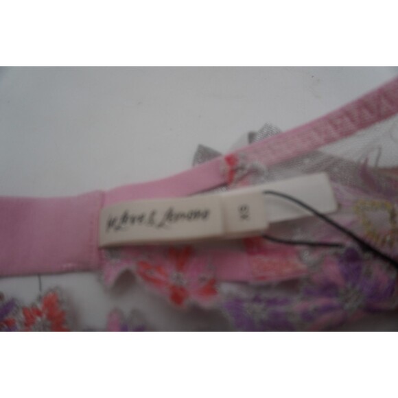 For Love And Lemons Aster Embroidery New Bra Lace Pink Floral Underwire Size XS - Picture 9 of 11